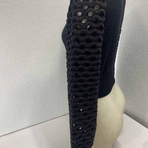 NEW MARIA PAVAN Womens Sequin Braided Long Sleeve Soft Sweater Size M Black - Picture 6 of 12